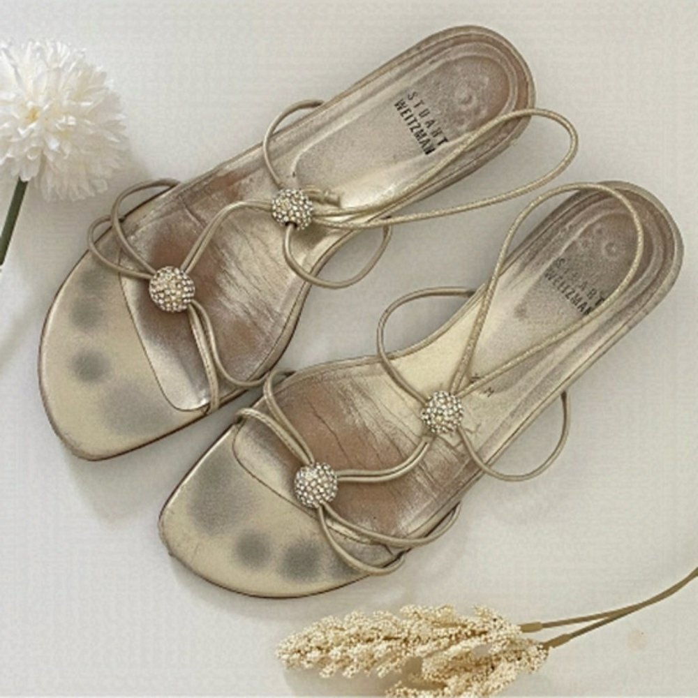 Stuart Weitzman Y2k Kitten Heels Sandals In Silve… - image 1